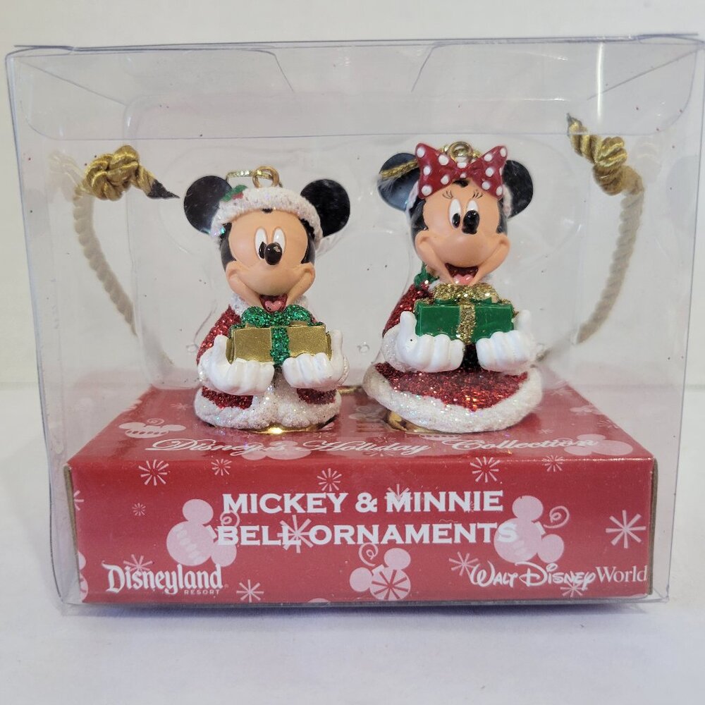 Disney Parks Minnie And Mickey Bell Ornaments - NIB